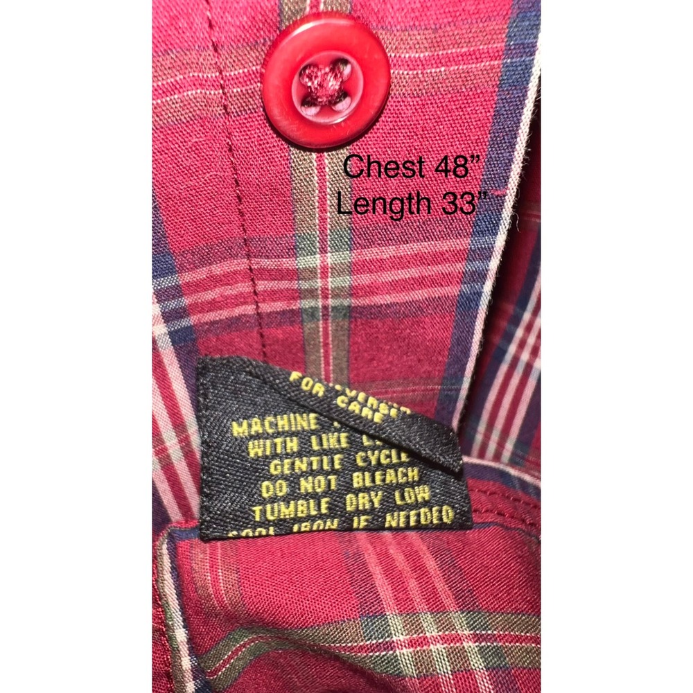 Work n Sport Mens Plaid Button Down Shirt 📍Lot of 2📍Red Brown XLT Long Sleeve - Picture 5 of 11